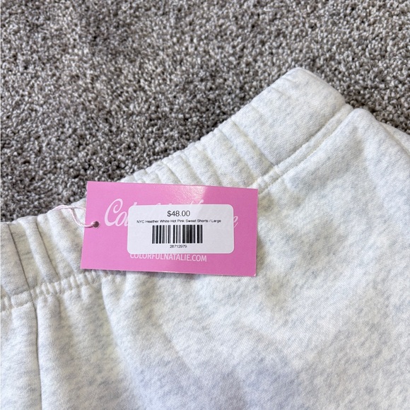 NYC Women's Athletic Shorts in Gray with Pink Embroidery - Picture 3 of 4